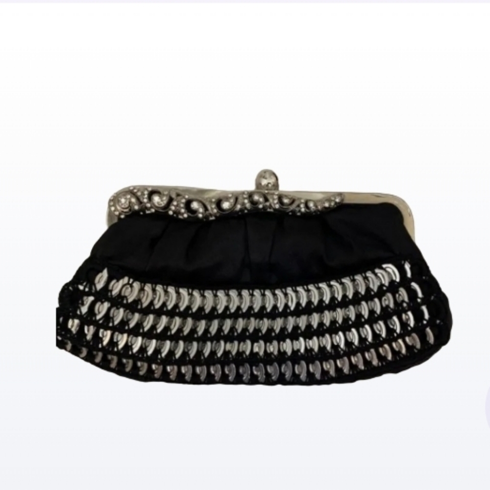Routine Design Black-Silver Clutch Bag
